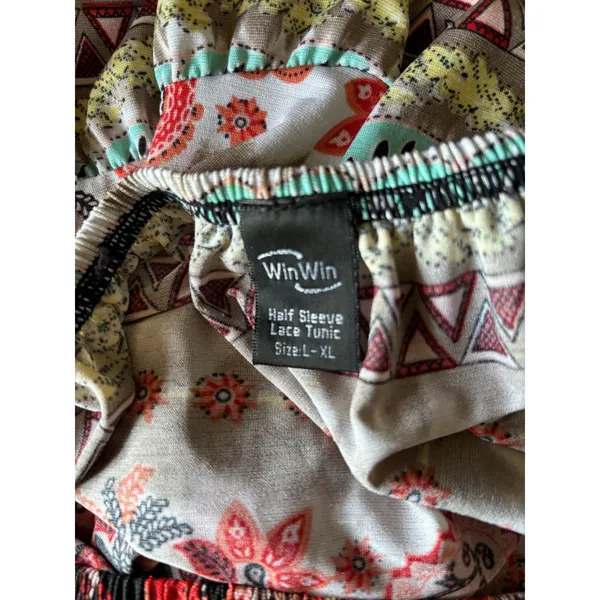 Win Win WinWin Half Sleeve Lace Tunic Paisley Stretch Off‎ Shoulder L / XL - Image 6