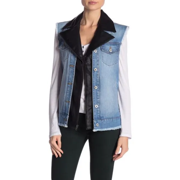 NWT BB Dakota Rebel Rebel Denim Vest Light Blue - Image 6