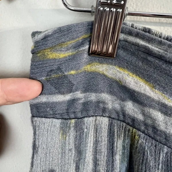 Free People Pants‎ Womens Large Gray Blue Yellow Abstract Wide Leg Boho Lounge - Image 6