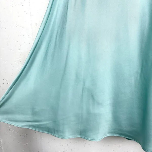French Connection Oona Satin Strapless Midi Dress Pastel Turquoise Size Medium - Image 12