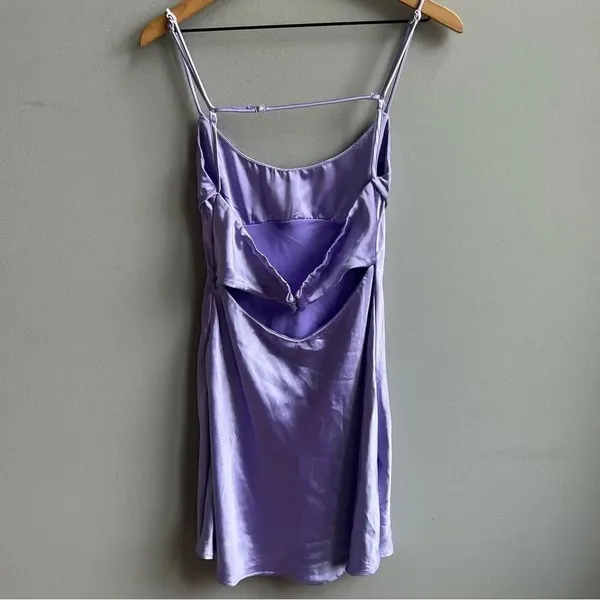 Hello Molly Famous Fit Lilac Lavender Satin Slip Mini Dress Size Medium - Image 6
