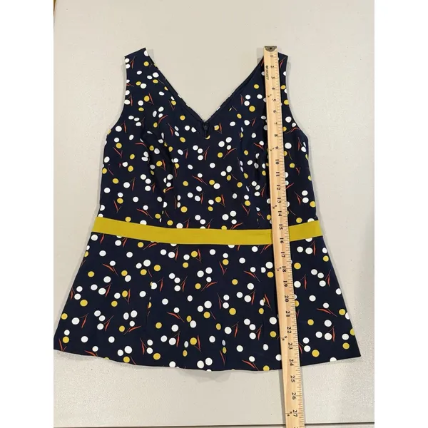 NEW Boden Top Womens 10 Navy Sinead Polka Dot Stretch Preppy Work Beach Coastal - Image 4