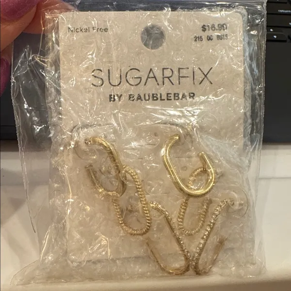 SUGARFIX by BaubleBar Gold Huggie Hoop Earring Set 3pc - Gold - Image 5