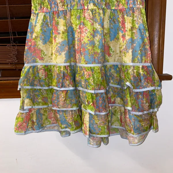 NWT $495 LoveShackFancy Pastel Fields Safiya Scoop Neck Mini Puff Sleeve Dress M - Image 11