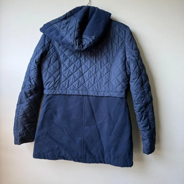 Sam Edelman Quilted Hooded Puffer Jacket Coat Navy Blue‎ Womens Size L - Image 3