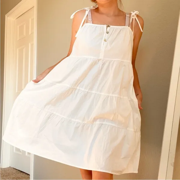 Lena White Tiered Avery Dress - Image 2