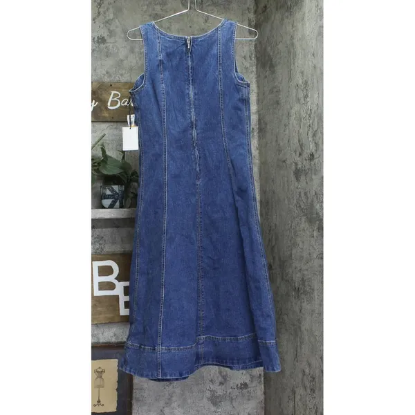 NWT 1. State Scoop-Neck Sleeveless Denim Fit & Flare Midi Dress Blue Quartz S - Image 5