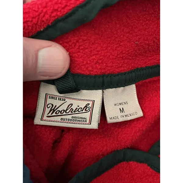 Woolrich Fleece Pullover Womens Medium Red Polartec Snap Mock Neck Outdoor Warm - Image 7