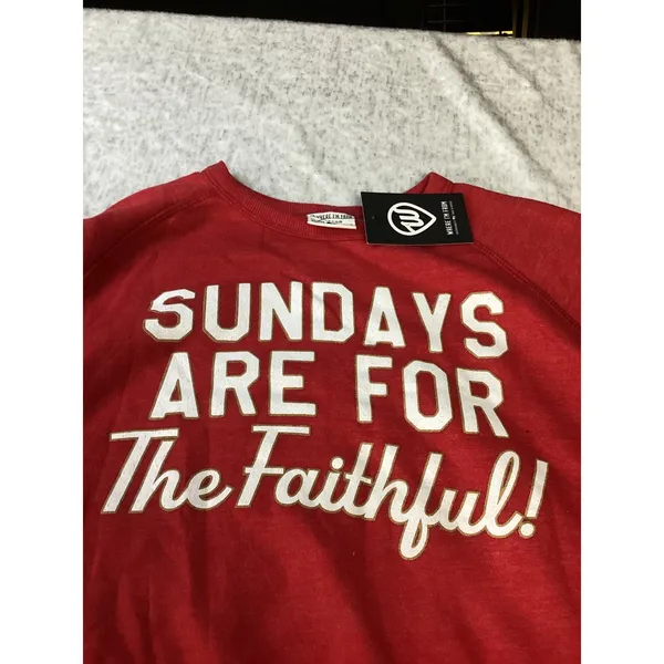 Where I'm From Sundays‎ Are For The Faithful Red Cropped Sweatshirt Medium NEW - Image 2