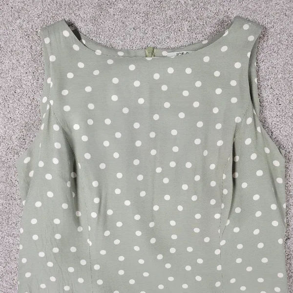 Vintage 90's Ice Cube by Michael Dress Womens 12 Green Polka Dot Rayon Mod Retro - Image 11