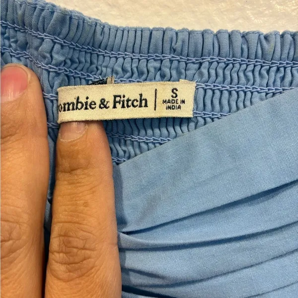 Abercrombie & Fitch Light Blue Puff Sleeve Mini Dress - Image 5