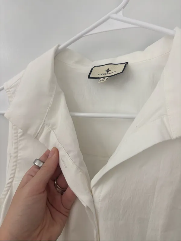 Tuckernuck White Collared Sleeveless Shirt dress preppy coastal - Image 4