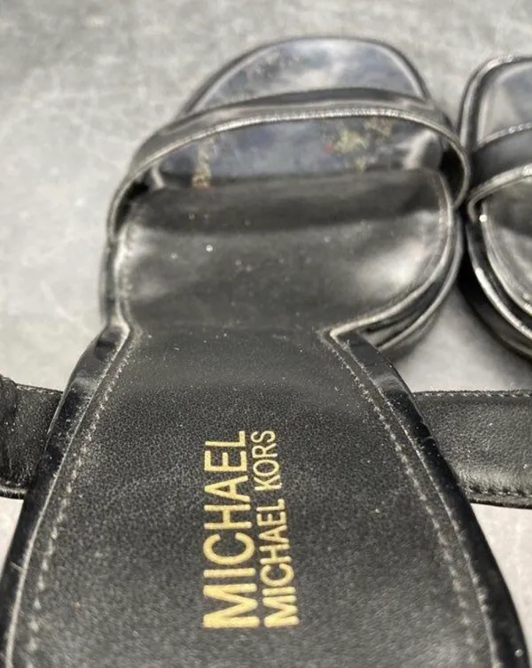 Michael Kors Black Patent Block Heel Sandals - Image 5