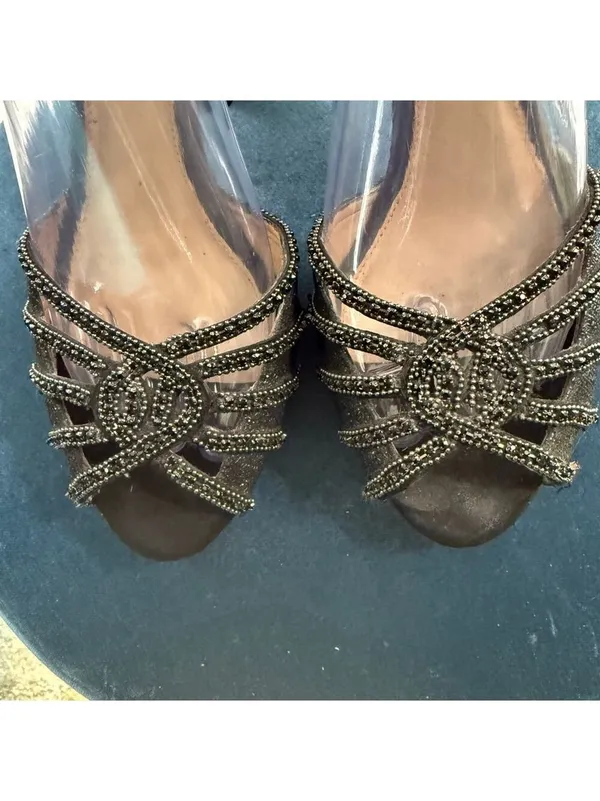 Antonio Melanie Black Heels Rhinestones Beaded Size 8 - Image 5