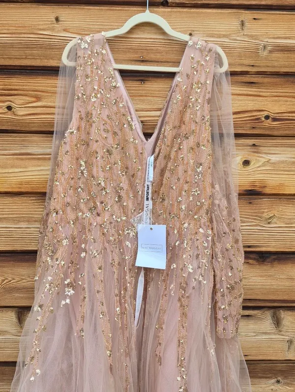 NWT Mac DUGGAL 20295 Embellished V Neck Long Sleeve A Line Gown Size 24 - Image 13