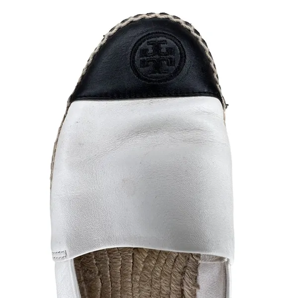 TORY BURCH‎ Colorblock Espadrilles Leather Ivory Black Women’s Size 10 - Image 8