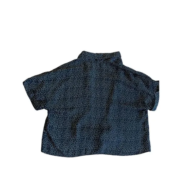 Urban Outfitters Tie-Front Short Sleeve Cropped‎ Top black white Med - Image 4