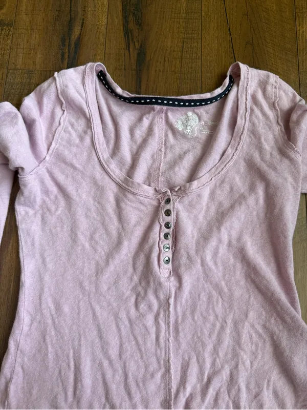 Anthropologie Pilcro Dusty Pink Long Sleeve Henley Top - Image 5