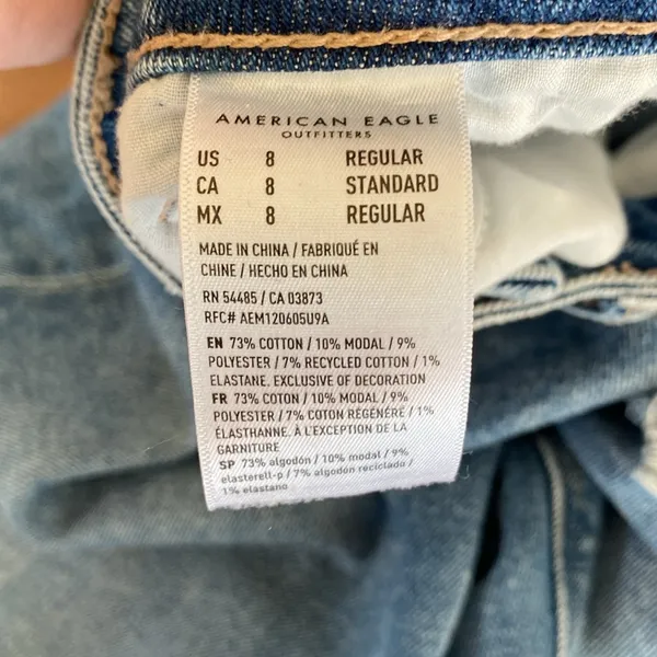 American Eagle Mom Straight Jean High Rise Distressed Medium Wash - Image 5