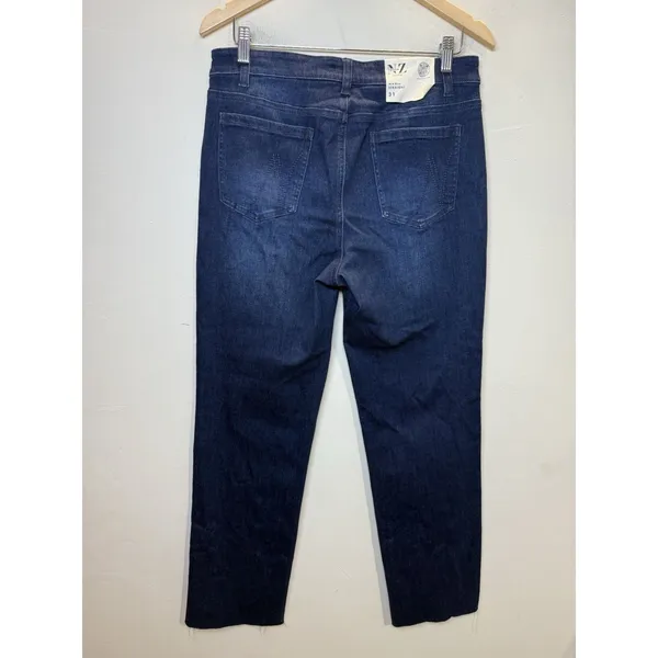 NIC+ZOE Mid Rise Straight Jeans Women 31 Twilight Blue Raw Hem Denim ALL1882 - Image 9