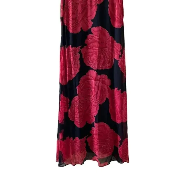 Nostalgia Floral Red and Black Bohemian Maxi Flowy Lined SZ M - Image 8