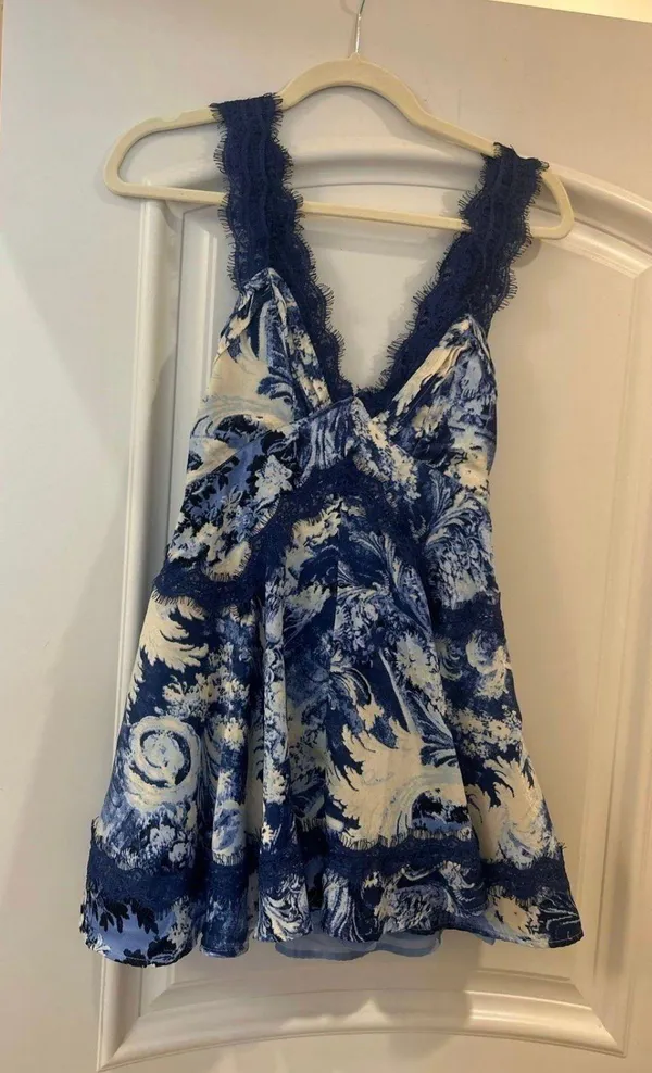 low back lace coastal granddaughter blue beach beachy summer print dress - Image 10