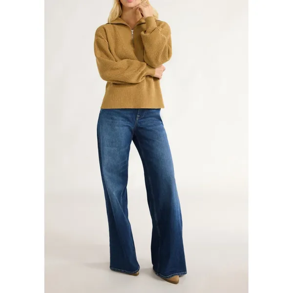 Free Assembly Womens Sweater Size M Brown Antelope Half Zip Mock Neck Knit - Image 7