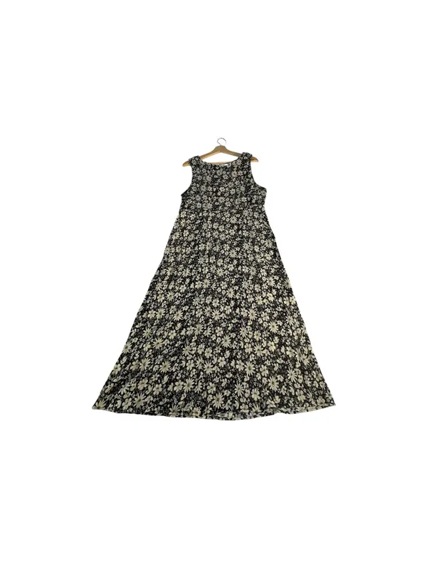 Vintage 90s More Jazz Size 18 Petite Daisy Floral Crinkle Midi Dress - Image 6