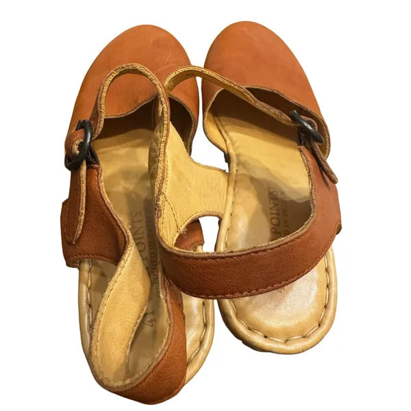 Ten Points Platform Sandal Clogs Tan Leather Ankle Strap, Size 41/US 10 - Image 7