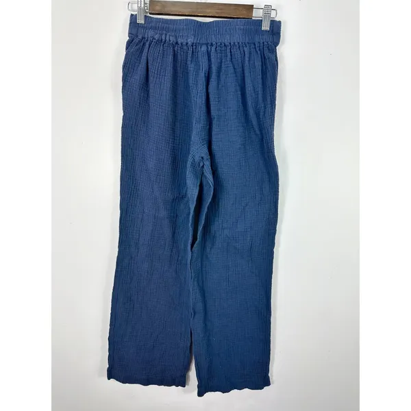 Philosophy Wide Leg Pull On Organic Cotton Pants Womens Small Blue Gauzy Minimalist Beach‎ - Image 2