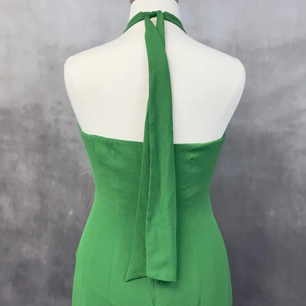Donna Morgan Halter Neck Dress Size 14 Empire Waist Asymmetric Soft Glam Coastal - Image 6
