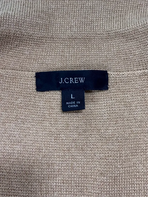 J. Crew Cotton Wool Blend Camel Knit Blazer-Style Cardigan Coatigan Size Large - Image 5