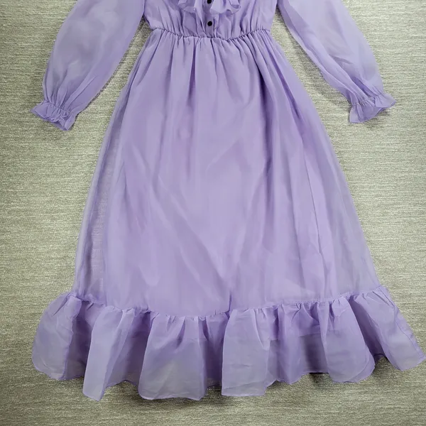 Shein‎ Prairie Dress Womens XS Lavender Cottage Flowy Lined Victorian Coquette - Image 12