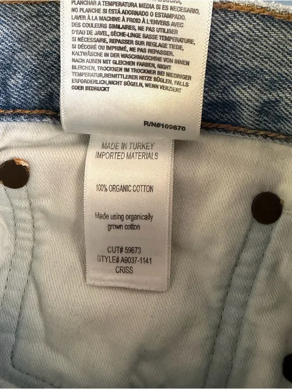 Agolde Criss Cross Straight Leg Dimension Light Wash Organic‎ Cotton Denim Jeans - Image 8