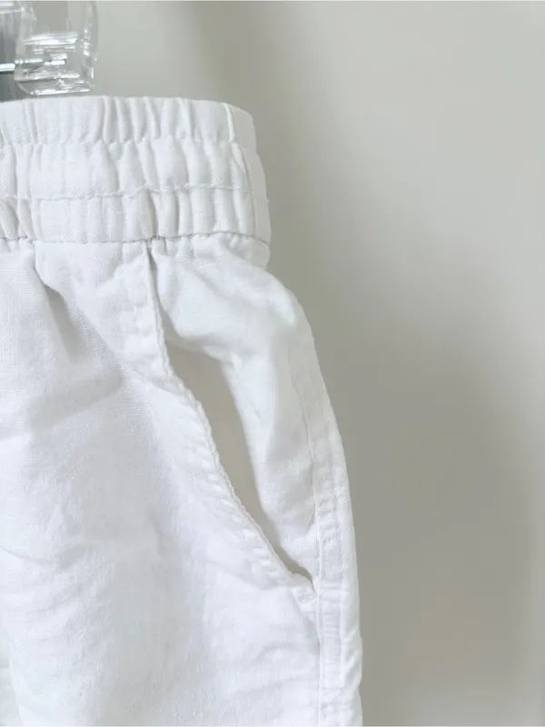 Old Navy White Drawstring Linen Blend 4” Shorts Size Large - Image 5
