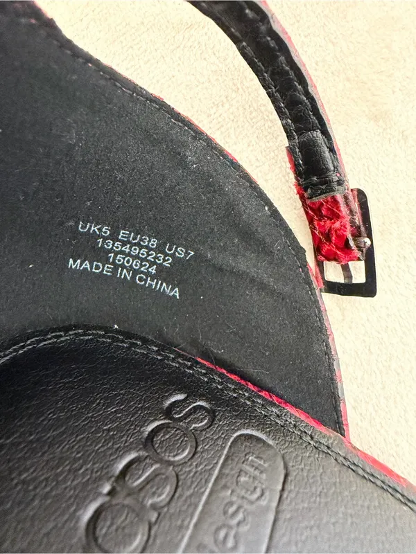 ASOS Red Snakeskin Ankle-Strap Stiletto metal heel heeled a sandals‎ US 7 - Image 12