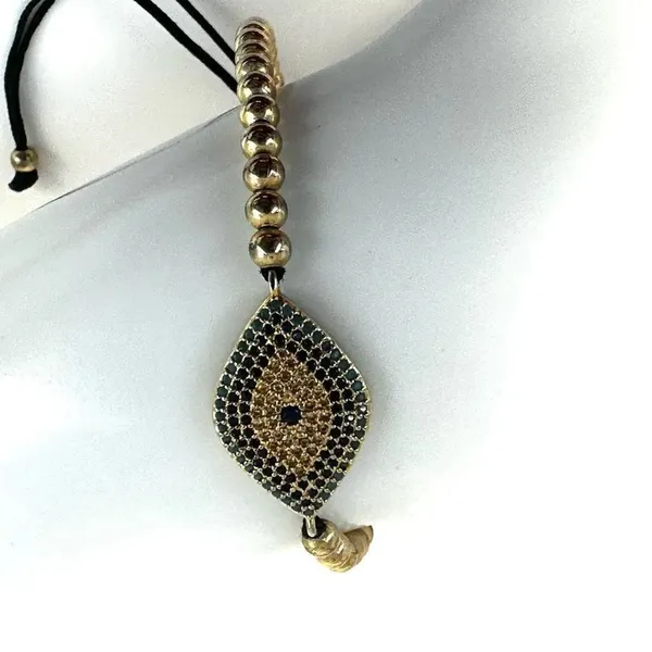 Rhinestone eye adjustable bracelet Gold - Image 2