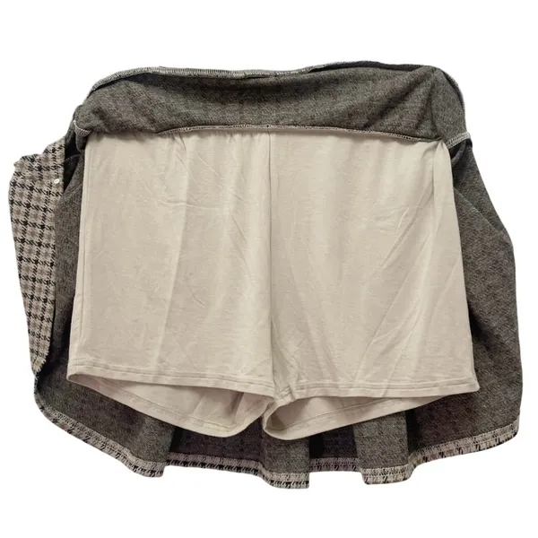 NWT American Eagle Plaid Pleated Low Rise Knit Skort Shorts Small Brown Tan NEW - Image 4