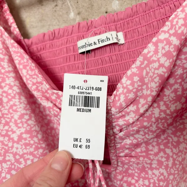 Abercrombie & Fitch Peasant Sleeve Smock Top in Ditsy Floral Print - Image 4