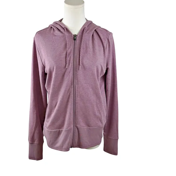 Anderson Ord Lux Crop Hoodie Performance Jacket Elderberry Heather LRG - Image 2