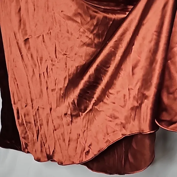 NWOT Baltic Born Poppy Satin bronze brown knot tie front flowy midi dress sz S - Image 3
