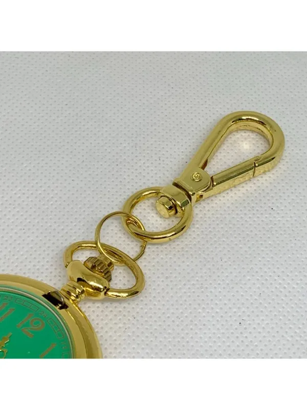 joy & iman Women’s gold tone pocket watch green dial Quartz analog 46mm running - Image 3