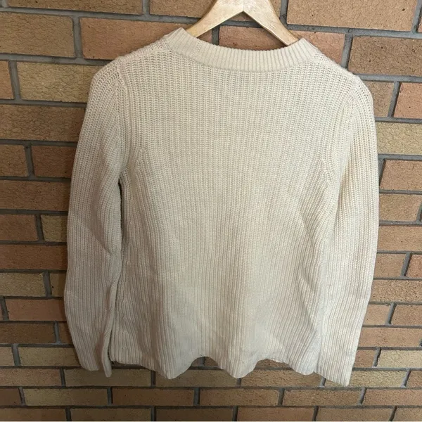 Theory Barda Fine Haven Wool/Cashmere Blend Knit Sweater Cream Size Small - Image 5