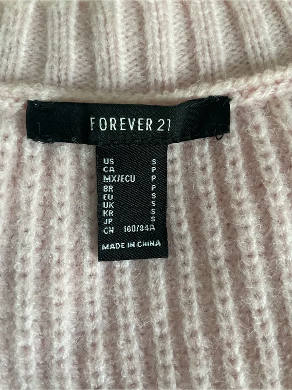 Forever 21 Light Pink Cropped V‑Neck Button Cardigan Sweater - Image 2
