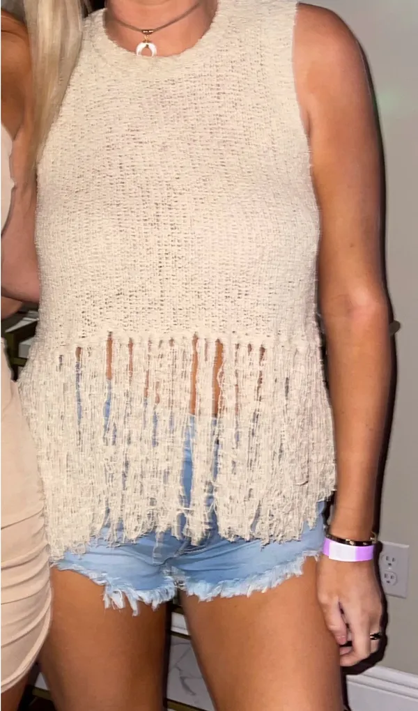 Fringe top Tan Size M - Image 2