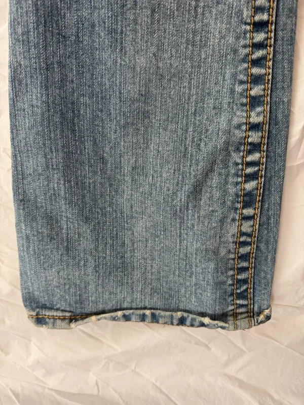 90’s Y2K Aeropostale Low Rise Hailey Flare Light Blue Ripped Flare Jeans - Image 7
