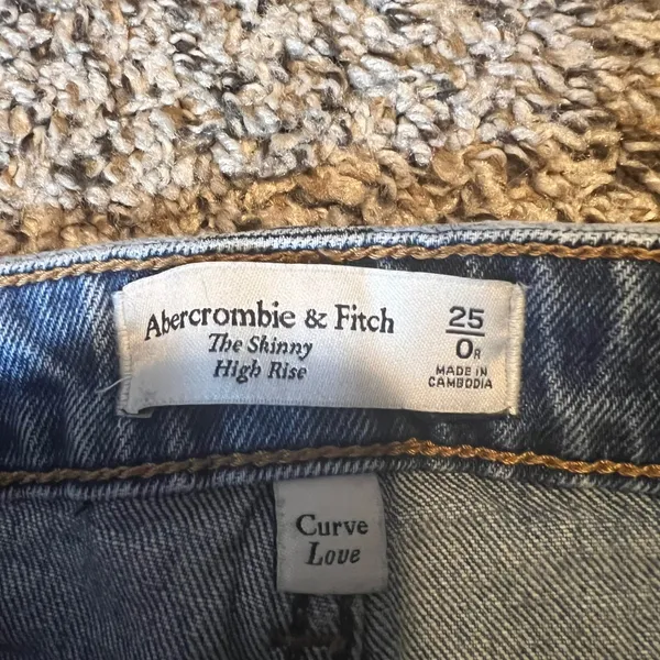 Abercrombie Fitch The Skinny High Rise Jeans Button Fly Blue Women Size 25‎ - Image 2