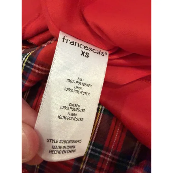 Audrey Parks Francesca's Effie Tartan Plaid Smocked Mini Dress XS NWT $70 - Image 10