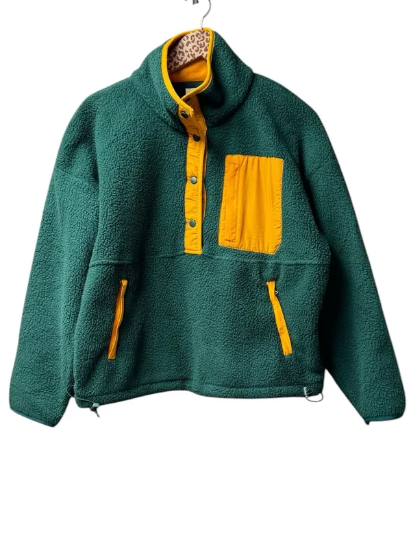 Wilo The Label Cozy Cosy Fleece Pullover Sweatshirt Teal/Marigold Green XS - Image 3