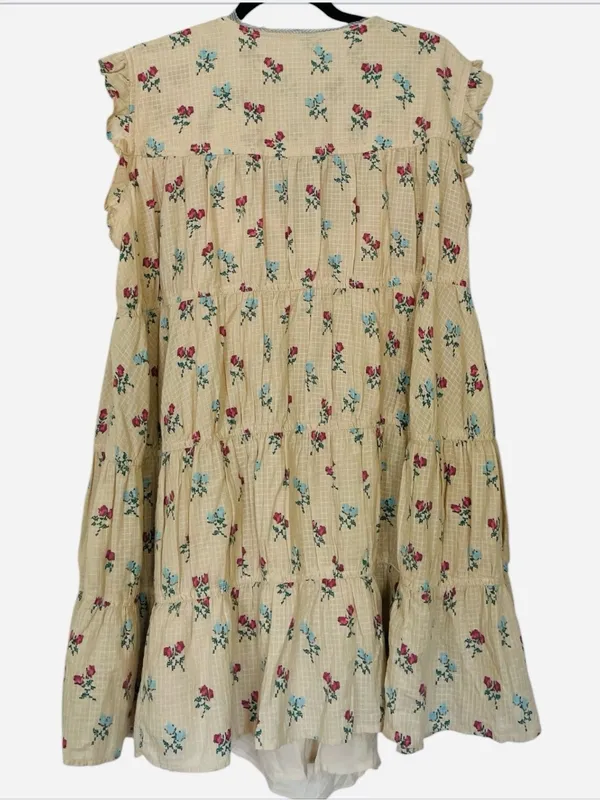 Free People Sundown Tunic Dress Printed Buttondown Cap Sleeve Ivory Size Large - Image 5